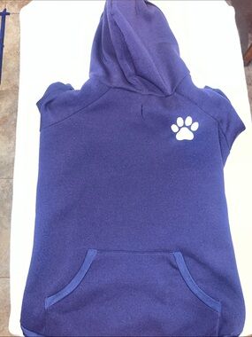 Top Paw Navy Dog Hoodie with White Paw Print